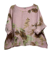 Load image into Gallery viewer, Colette Italian Made Linen Autumn Floral Blouse ~ Rose
