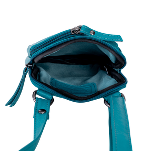 Greenwood Leather Gail Compact Crossbody Bag ~ Turquoise