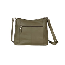 Load image into Gallery viewer, Greenwood Leather Savannah Woven Detail Crossbody Bag ~ Olive Green
