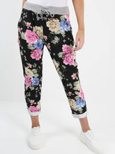 Load image into Gallery viewer, Italian Stretch Cotton Trousers ~ Night Flowers
