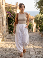 Load image into Gallery viewer, Colette Plain Barrel Leg Linen Pants v2 ~ Chocolate
