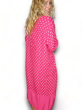 Load image into Gallery viewer, HELGA MAY Polka Dot Plain Hem Lipstick Linen Dress Sz 14-20
