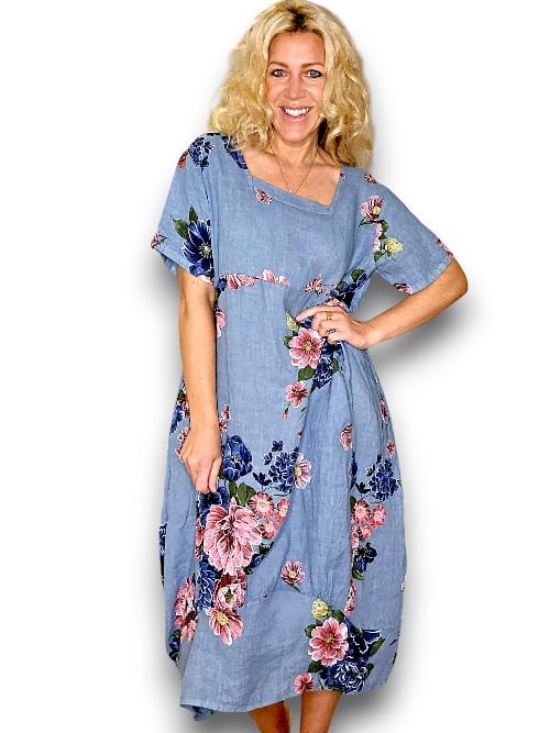 HELGA MAY Petal Bloom Maxi Dress ~ Petrol