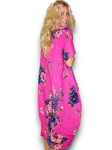 HELGA MAY Petal Bloom Maxi Dress ~ Hot Pink