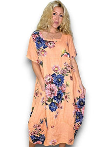 HELGA MAY Petal Bloom Maxi Dress ~ Peach