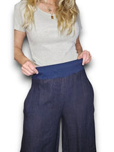 Load image into Gallery viewer, HELGA MAY Italian Linen Wide Leg Pants Plain ~ Navy
