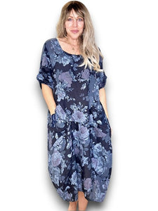 HELGA MAY Dusky Rose Maxi Dress ~ Navy