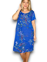 Load image into Gallery viewer, HELGA MAY Italian Linen Classic Shift &#39;Lingonberry&#39; Dress ~ Cobalt (Small-XL)
