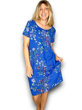 Load image into Gallery viewer, HELGA MAY Italian Linen Classic Shift &#39;Lingonberry&#39; Dress ~ Cobalt (Small-XL)
