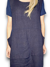 Load image into Gallery viewer, HELGA MAY Italian Linen Classic Shift Plain Dress ~ Navy (Small-XL)
