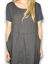 Load image into Gallery viewer, HELGA MAY Italian Linen Classic Shift Plain Dress ~ Charcoal (Small-XL)
