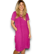 Load image into Gallery viewer, HELGA MAY Italian Linen Classic Shift Plain Dress ~ Plum (Small-XL)
