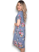 Load image into Gallery viewer, HELGA MAY Linen Classic Shift Bouquet Dress ~ Petrol
