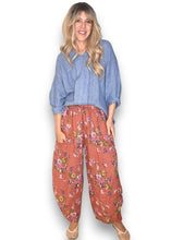 Load image into Gallery viewer, HELGA MAY Wild Daisy Barrel Linen Pants ~ Brick
