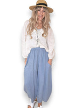 Load image into Gallery viewer, HELGA MAY Plain Barrel Leg Linen Pants ~ Light Blue
