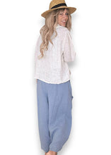 Load image into Gallery viewer, HELGA MAY Plain Barrel Leg Linen Pants ~ Light Blue
