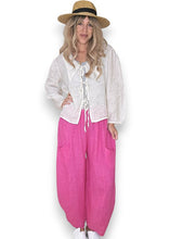Load image into Gallery viewer, HELGA MAY Plain Barrel Leg Linen Pants ~ Pink
