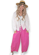 Load image into Gallery viewer, HELGA MAY Plain Barrel Leg Linen Pants ~ Pink
