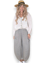 Load image into Gallery viewer, HELGA MAY Plain Barrel Leg Linen Pants ~ Soft Grey

