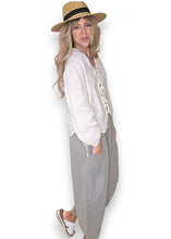 Load image into Gallery viewer, HELGA MAY Plain Barrel Leg Linen Pants ~ Soft Grey
