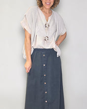 Load image into Gallery viewer, HELGA MAY Corduroy Button Detail Long Skirt ~ Grey
