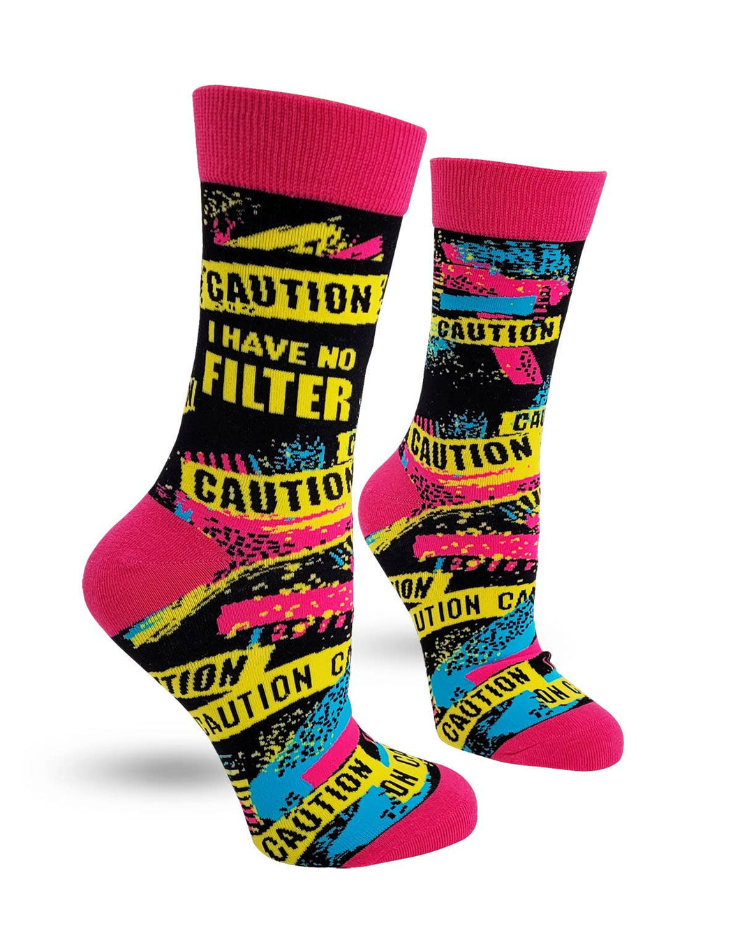 Caution I Have No Filter ~ Ladies' Crew Socks by FabDaz