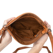 Load image into Gallery viewer, Greenwood Leather Mila Diamond Weave Crossbody Bag ~ Cognac
