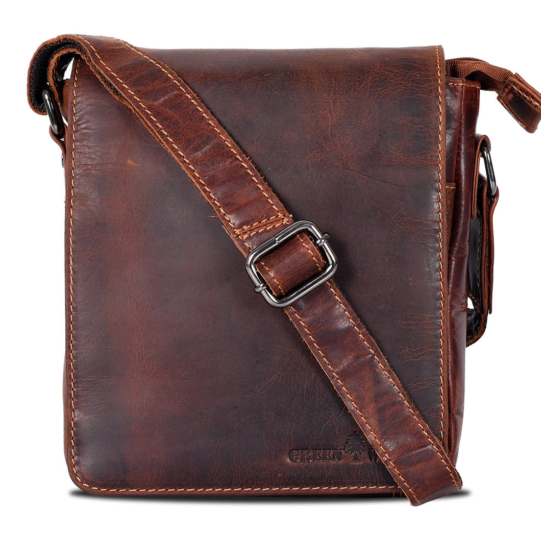 Greenwood Leather Luna Small Cross Body Bag ~ Brown