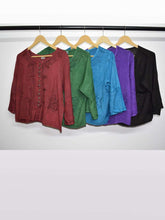 Load image into Gallery viewer, Embroidered 3/4 Sleeve Top in 100% Rayon ~ Red
