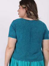 Load image into Gallery viewer, Embroidered Short Sleeve Top in 100% Rayon ~ Dark Blue
