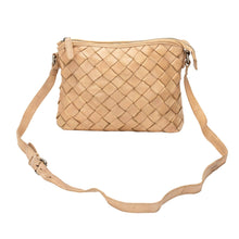 Load image into Gallery viewer, Greenwood Leather Mila Diamond Weave Crossbody Bag ~ Beige

