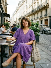 Load image into Gallery viewer, Colette Plain Heavy Linen Dress ~ Violet
