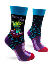 Load image into Gallery viewer, Peace Out Frog ~ Ladies Crew Socks by Fazdaz
