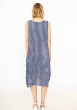 Load image into Gallery viewer, Colette Italian Made Linen Sleeveless Pinstripe Maxi Dress ~ Bottle Green
