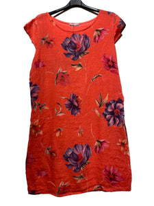 Colette Italian Made Linen Slim Fit Dress ~ Flora White
