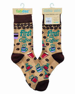 First the Coffee Then the Things ~ Women's Crew Socks by FabDaz