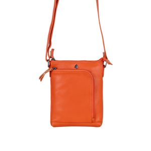 Greenwood Leather Helen Compact Crossbody Bag ~ Orange