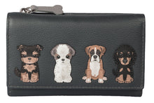 Load image into Gallery viewer, Best Friends Sitting Dogs Tri Fold Purse Grey - Mala Leather
