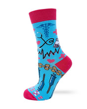 Load image into Gallery viewer, Do No Harm But Take No Shit ~ Ladies Crew Socks by Fazdaz
