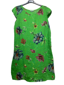 Colette Italian Made Linen Slim Fit Dress ~ Flora White