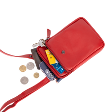Load image into Gallery viewer, Greenwood Leather Gail Compact Crossbody Bag ~ Red
