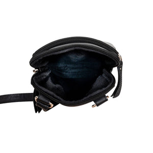 Greenwood Leather Gail Compact Crossbody Bag ~ Black