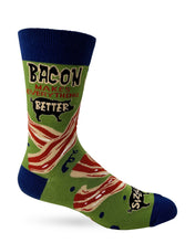 Load image into Gallery viewer, Bacon Makes Everything Better ~ Men's Crew Socks by Fazdaz
