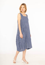 Load image into Gallery viewer, Colette Italian Made Linen Sleeveless Pinstripe Maxi Dress ~ Royal Blue
