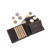 Load image into Gallery viewer, Greenwood Leather Mason Men&#39;s Wallet w/Coin Pocket ~ Brown
