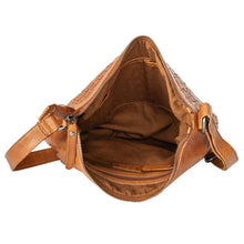 Load image into Gallery viewer, Greenwood Leather Winslow Vintage Woven Shoulder Bag ~ Cognac
