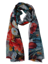 Load image into Gallery viewer, Flower Field at Night ~ Cotton/Modal Wearable Art Scarf
