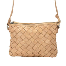 Load image into Gallery viewer, Greenwood Leather Mila Diamond Weave Crossbody Bag ~ Beige
