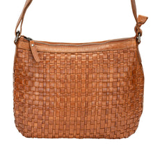 Load image into Gallery viewer, Greenwood Leather Winslow Vintage Woven Shoulder Bag ~ Cognac
