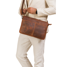 Load image into Gallery viewer, Greenwood Leather Montreal Laptop Bag with Strap 13"-14" ~ Brown
